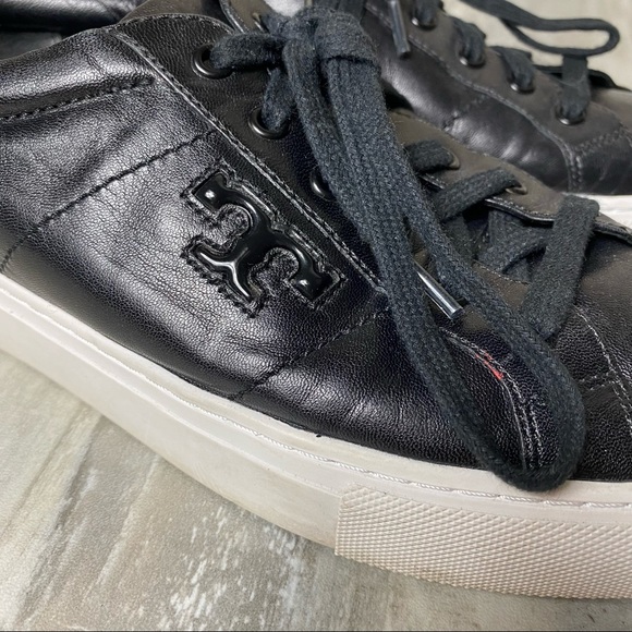 Tory Burch Black Leather Sneakers - Picture 4 of 9